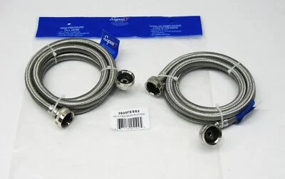 Stainless Steel Washing Machine 90 Degree 5' Set Inlet Fill Hoses with Washers - Image 1 of 4