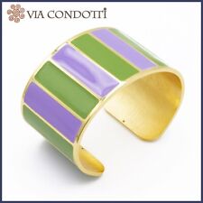Bracciale smaltato a righe lilla e verde Francesca Bianchi Design made in italy