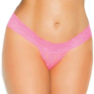 Tanga de encaje elástica pantillas ropa interior lencería rosa neón talla grande 2422 - Imagen 1 de 3