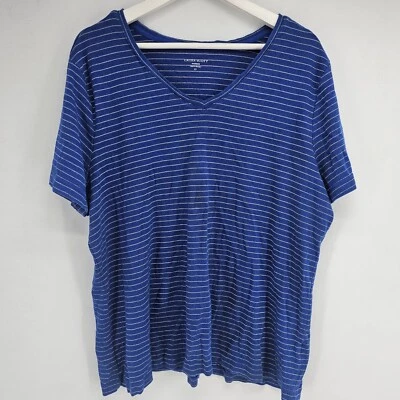 Top de mujer Laura Scott azul plateado a rayas cuello en V talla 2X Foto 1 de 4
