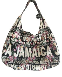 Robin Ruth Jamaica City slouch bag large Black/White W/Rose Print - Picture 1 of 7