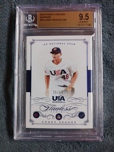 2016 Panini Flawless Corey Seager Jersey # 5/10 Sapphire Bgs 9.5