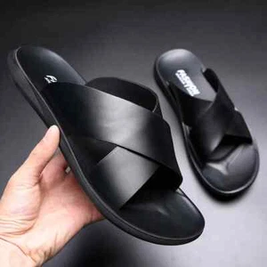Pantofole in pelle uomo nuove hotel spiaggia scarpe estive alta qualità misura grande - Foto 1 di 26