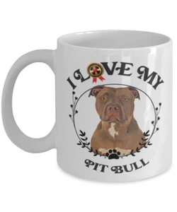Pit Bull Mug, I Love My PIT BULL Coffee Mug Gift for Dog Lovers - Picture 1 of 2