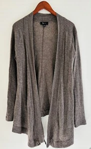 Aqua Cashmere Long Front Open Cardigan, Dark Tan, XS - Picture 1 of 3