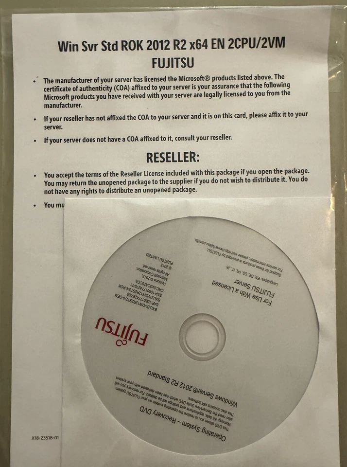 Licence Microsoft Windows Server 2012 R2 Standard OEM Fujitsu Multilingue - Photo 1/1