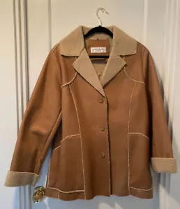 JONES NEW YORK WOMENS GENUINE LEATHER COAT CAMEL SIZE LARGE - Picture 1 of 2