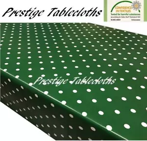 Forest Green Polka Dot Spots PVC Vinyl Wipe Clean Tablecloth Oilcloth ALL SIZES - Picture 1 of 1