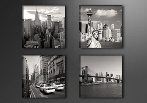 Bilder Leinwand 4 St. à 20 x 20 cm New York fertig auf Rahmen Bilder 6901 - Bild 1 von 1