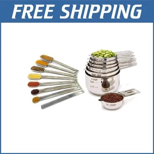 Accurate Stainless Steel Measuring Cups and Spoons Set - Perfect Kitchen Gift - Picture 1 of 10