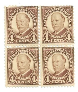 1925 4 cent William Taft Block of 4 Stamps MNH Scott #685 - Picture 1 of 2