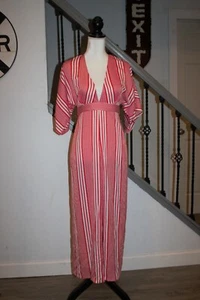 Lulu’s Gone Coastal Red and White Striped V-Neck Wide-Leg Jumpsuit -Size XS - Picture 1 of 12