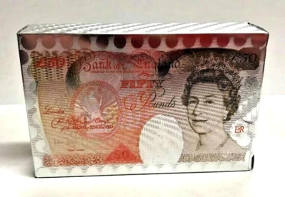 Silver 50 Pound Card Silver Plated Playing Cards Deck Poker Waterproof Game UK - Image 1 of 2