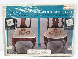 Vintage Crewel Stickpackung Williamsburg Stuhl Sitzbezug Jakobin Blumen NP37 - Bild 1 von 8
