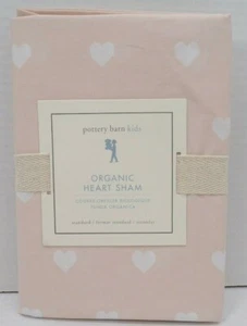 Pottery Barn Kids Organic Heart Sham Cotton Percale Comfy Standard Blush #A2 - Picture 1 of 6