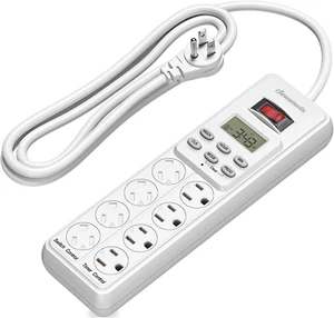 8 Outlet Power Strip with Timer (4 Timed/4 Always On), Indoor Digital Timer Outl - Picture 1 of 12