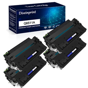 1-4PK Q6511A 11A Black Toner Cartridge for HP LaserJet 2400 2400d 2410 2420 2430 - Picture 1 of 15