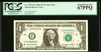 *STAR* 2006 $1 Atlanta FRN Super Gem New PCGS 67 PPQ Fr 1933-F* - Image 1 of 2