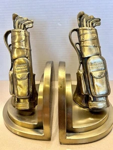 Vintage 1996 Sarsaparilla Brass Metal Golf Bag Club Bookends - Picture 1 of 8