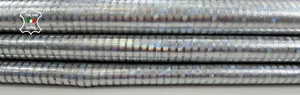 METALLIC HOLOGRAPHIC SILVER LINES PRINT Goatskin leather hides 5sqf 0.8mm C1218 - Picture 1 of 7