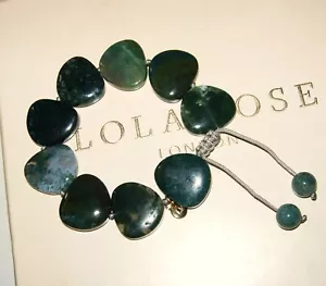 LOLA ROSE *STUNNING* ADJUSTABLE DARK GREEN JASPER TUMBLE BRACELET NIKKI & ME QVC - Picture 1 of 1