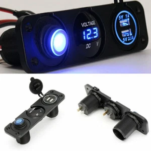 NEU 12V Spannungsanzeige LED Wippschalter USB Ladegerät für Auto Wohnwagen Boot - Zdjęcie 1 z 1