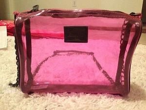 VICTORIA'S SECRET PINK DOG TRANSPARENT CLEAR JELLY PLASTIC CLUTCH CROSSBODY BAG - Picture 1 of 2