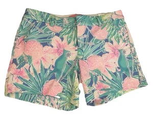 Lilly Pulitzer Kelly Shorts Pink Green Floral Tropical 3” Inseam #001273 Size 0 - Picture 1 of 10