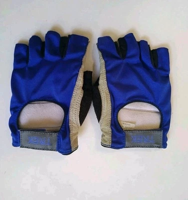 Luvas masculinas de couro vintage anos 90 Trek Club tamanho XL acolchoadas ciclismo mountain bike Amara  - Imagem 1 de 4