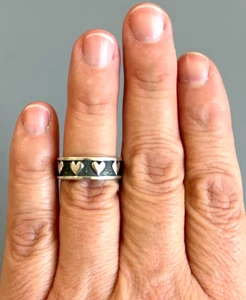 PEYOTE BIRD DESIGNS Sundance Catalog RETIRED Sterling Silver HEART Band Ring 7 - Picture 1 of 8