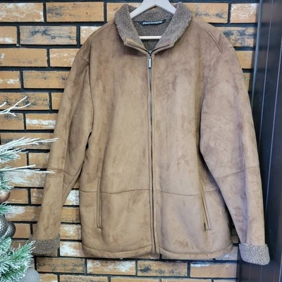 Weatherproof Garment Co Men's XL Full Zip Jacket Tan Brown Faux Suede - Image 1 of 4