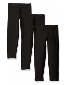 Girls Legging 3 Pack Hanes Tag Free Cottony soft Stretch Black Navy White XS XL - Picture 1 of 3