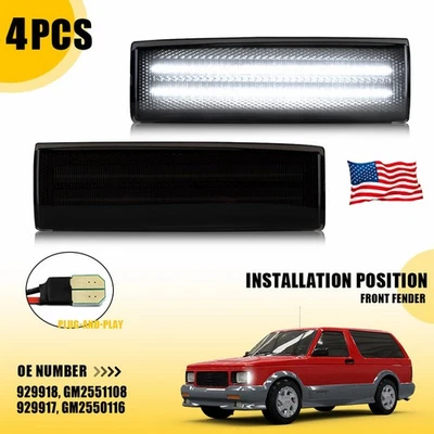 4X For 1986-1988 GMC S15 Gypsy LED Front Side Marker Light Smoked Lamp GM2550116 - Image 1 of 4