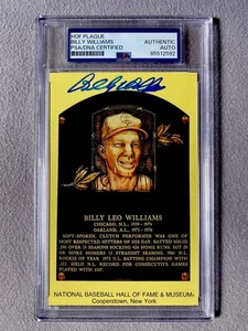 CHICAGO CUBS- BILLY WILLIAMS AUTOGRAPH HALL OF FAME PLAQUE CARD PSA SLAB - Picture 1 of 2