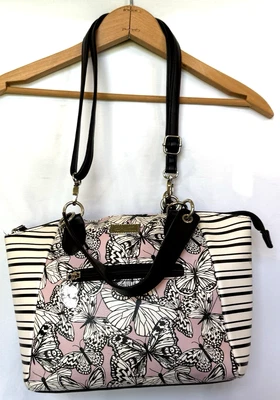 Y2K Luv Betsey Johnson Pink Black Butterfly Crossbody Handbag Satchel Purse - Image 1 of 4