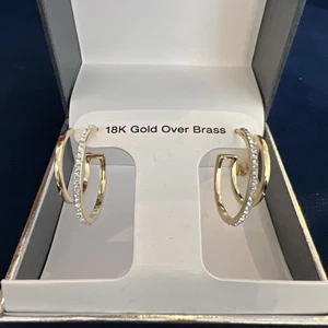 Macy’s And Now This 18K Gold Over Brass Double Creolen - Bild 1 von 7