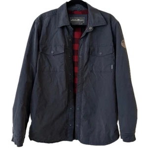 Sobrecamisa Chaqueta/Chaqueta Eddie Bauer Azul Marino Forrada de Vellón Botón a Presión con Bolsillos-M - Imagen 1 de 10