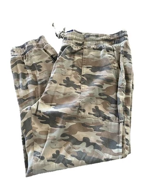 Gap Jogger Pants Womens XL Green Camo Drawstring Elastic Ankle Faded Lyocell - Image 1 of 4
