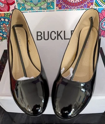 New Buckle Black Patent Leather Court Size (UK)12, 2" Block Heel F/M, not worn - Image 1 of 4