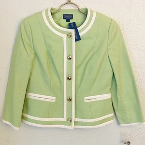 NWT Pendleton Amanda Jacket Blazer Green White Gold Buttons Women’s 6 - Picture 1 of 14