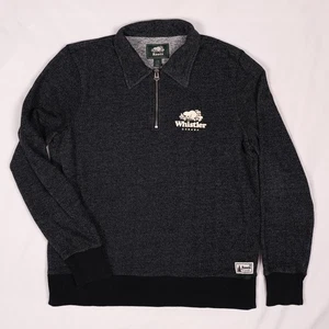Roots Canada Whistler Quarter ¼ Zip Pullover Size L Black Fleck Knit Large - Picture 1 of 5