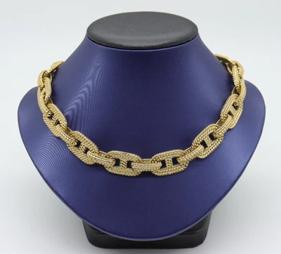 Collar Gargantilla Givenchy Firmado Vintage Años 80 Oro Texturado Eslabón Ovalado 16" Foto 1 de 4