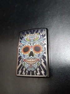 Pre-Owned Sugar Skull Zippo Classic Street Chrome Cigarette Lighter - Picture 1 of 8
