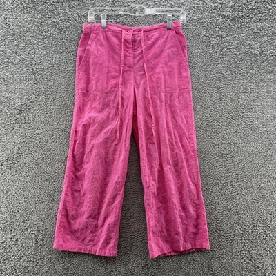 VTG 90s Lilly Pulitzer Pants Women Medium Pink Embroidered Wide Leg Crop Lounge - Image 1 of 4