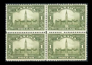 CANADÁ #159; BLOQUE PARLAMENTARIO DE 4 $1, F/VF-OG-2NH/2H, CV $1,800 - Imagen 1 de 2