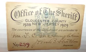1928-29 Höflichkeitskarten BÜRO DES SHERIFFS von Gloucester County New Jersey NJ - Bild 1 von 5