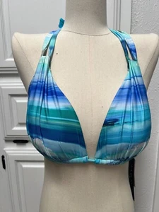 La Blanca Women Standard Rouched Blue Halter Bikini Top,Size-10 MSRP $69 - Picture 1 of 7