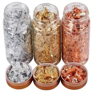 Golden and silvery foil flakes for resin jewelry, nail art, painting, and crafts - Picture 1 of 6