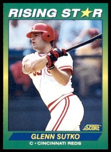 1992 Score 100 Rising Stars Glenn Sutko . Cincinnati Reds #98