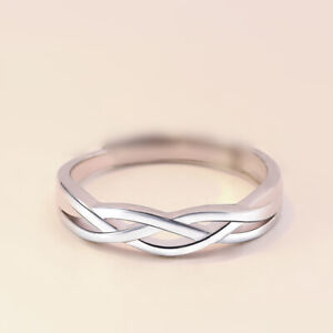 925 Sterling Silver Twisted CZ Stone Adjustable Ring Womens Jewellery New UK